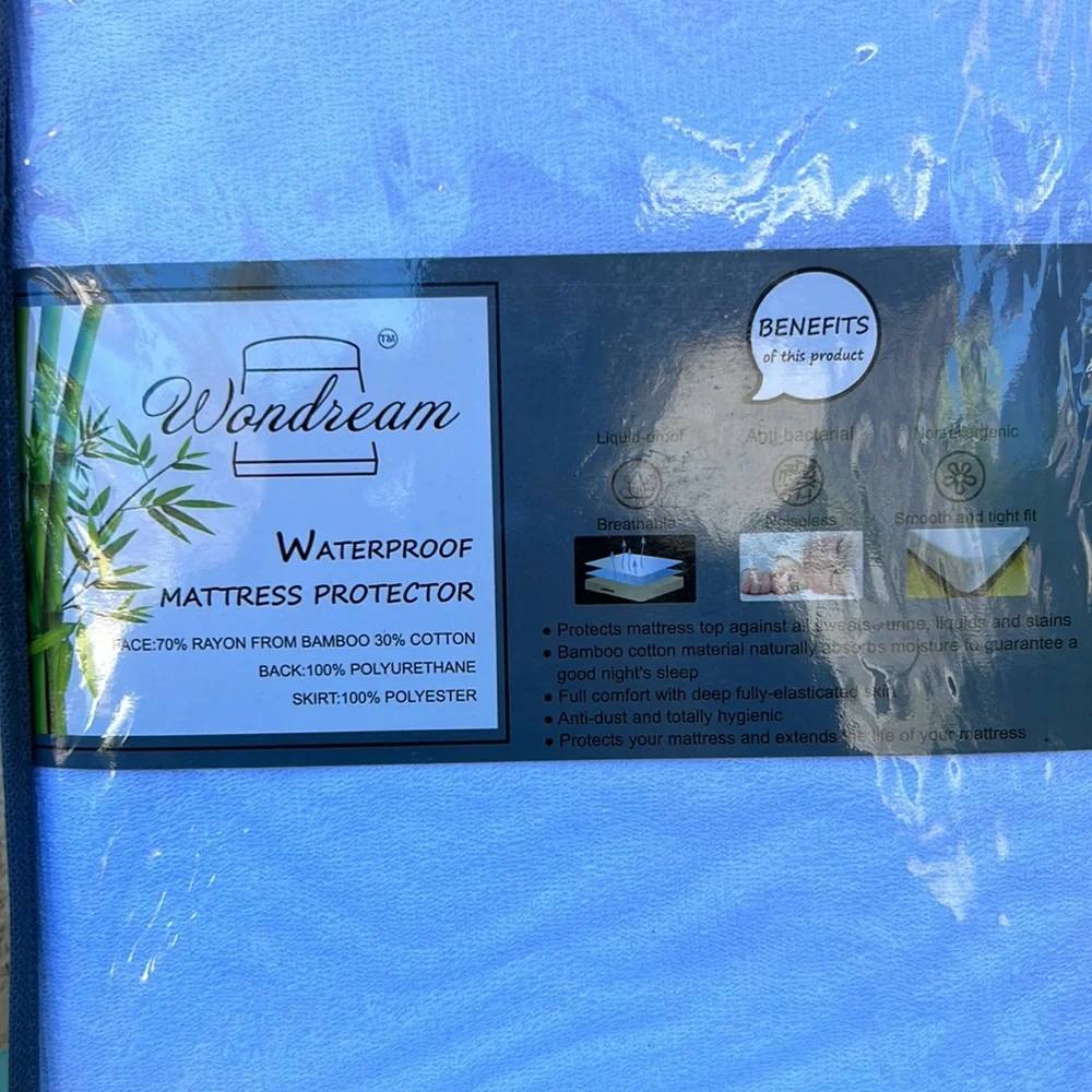 Wondream waterproof mattress protector bamboo NWT